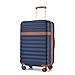 Kono 24 Inch Medium Suitcase Expandable Lightweight Luggage ABS+PC Hardshell Travel Case with 4 Spinner Wheels & TSA Lock (Navy/Brown)