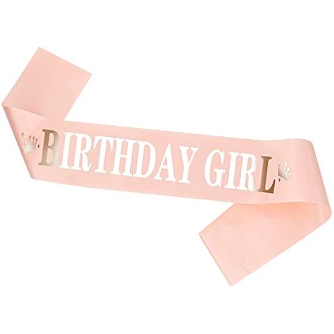 GOTH Perhk Birthday Girl Sash Rose Gold Birthday Satin Sash for Woman Girls Birthday Gift Cover