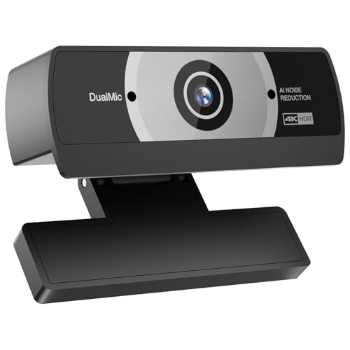 Diccik Webcam 4K, USB A Webcam mit 2 Mikrofon mit Rauschunterdrückung, Kamera PC, Schneller Automatische Fixfokus für Live Streaming, Videoanrufe, Konferenzen, Spiel, PC/Mac/Notebook/MacBook