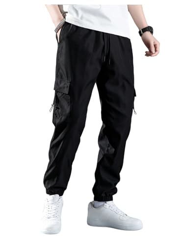 SHENHE Men's Cargo Joggers Drawstring Elastic Waist Outdoor Travel Pants with Pockets