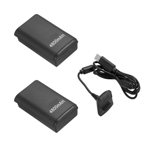 Paquete de baterías recargables de 4800mAh, cargador, Cable, base, paquete de baterías de respaldo, Compatible con Xbox, reemplazo de controlador inalámbrico 360, 2 uds.