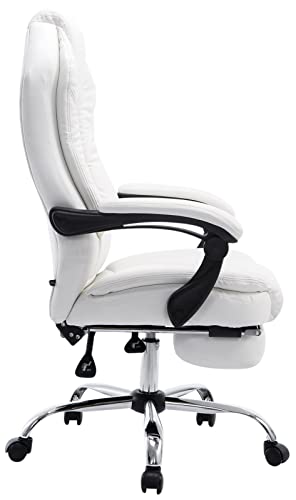 Poltrona Presidenziale E Relax Castle In Similpelle I Sedia Ergonomica Imbottita Con Poggiapiedi, Colore:bianco - Sedia gaming - Immagine 3