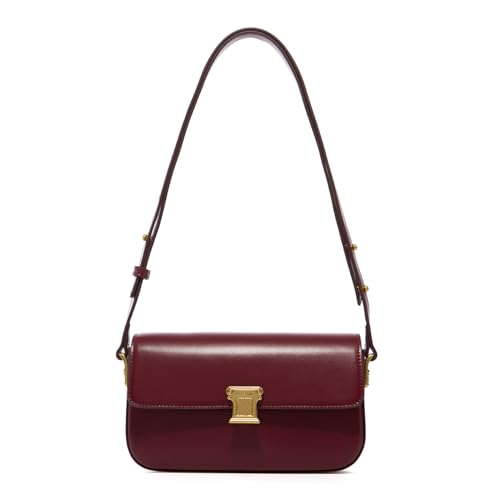 LA FESTIN Leather Small Bag For Women: Red Shoulder Handbag Crossbody Bag - Classic Mini Satchel Purse Suitable for Dating & Formal Events, Stylish & Lightweight