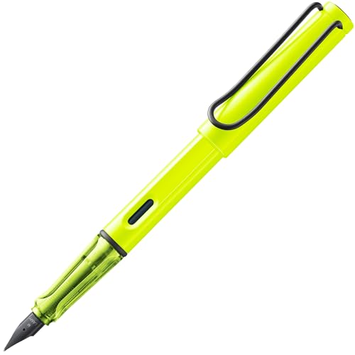 Image of LAMY safari neonyellow - Fountain Pen with ergonomic grip & polished steel nib in size M - ideal for any Writing & Calligraphy - including LAMY T 10 blue cartridge - Right-Handed