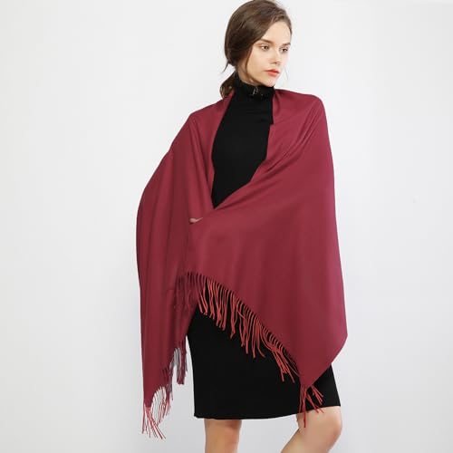 image for RIIQIICHY Scarfs for Women Winter Dark Red Pashmina Shawls and Wraps f