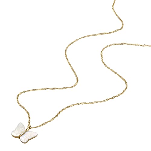 Image of Fossil Women's Gold-Tone Stainless Steel Pendant Chain Necklace for Women