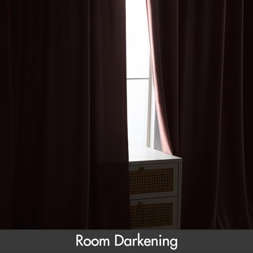 Image of MIULEE Light Pink Blackout Velvet Curtains Drapes 84 Inch Long 52 inchx84 inch | Luxurious Bedroom Living Room Decor, Room Darkening, Thermal Insulated, Rod Pocket Design, Super Soft Fabric