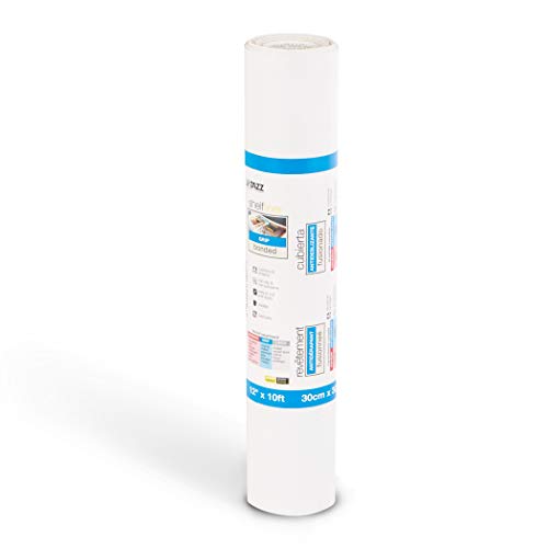 Smart Design Bonded Grip Shelf Liner - 12 Inch X 10 Feet - Non Adhesive, Strong Grip Bottom, Easy Clean Kitchen Drawer, Cabinet, Cupboard Dresser Protector Cover, Non Slip Rubber Mat - White #TOP1