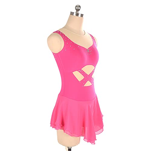 kzytamz Vestido feminino para prática sem mangas, ginástica, feito à mão, patinação no gelo, moda (X