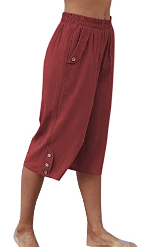 Image of Veatzaer Women's Elastic Waist 3 /4 Capri Harem Pants with Pockets Casual Loose Solid Yoga Trousers S-XXL