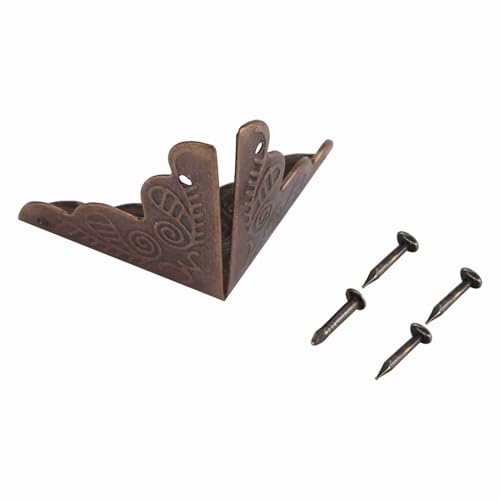 Image of Zerodis 12pcs Vintage Metal Three Sides Corner Decorative Protectors Iron Cover Guard with Screws for Jewelry Gift Box Picture Frame(Bronze)