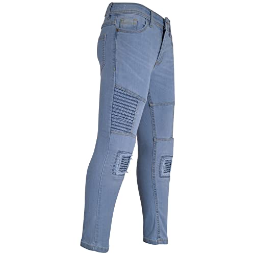 Kids Boys Skinny Ripped High Waisted Light Blue Jeans Teens Casual Classic Pants3