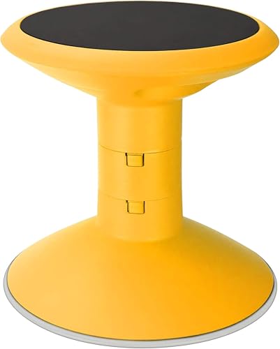 Image of Storex Wiggle Stool - Active Flexible Seating for Classroom and Home Study, Adjustable 12-18 Inch Height, Yellow (00303U01C)