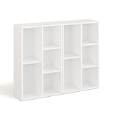 Bibliothèque Blanche Komto Lot de 2 Bibliothèques Blanches – Meubles Étagères Modulables à 5 Niveaux, Position Verticale ou Horizontale, pour Salon, Chambre ou Bureau  Sola 2X 50L x 24P x 80H cm