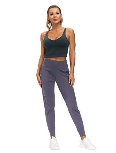 THE GYM PEOPLE Women's Joggers Pants Lightweight Athletic Leggings Tapered Lounge Pants for Workout, Yoga, Running (Medium, Vintage Purple) — view 5