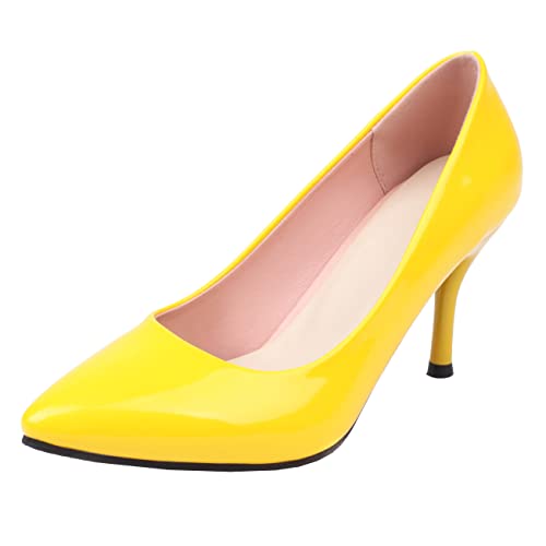 Women's Stiletto High Heel Patent Pointed Toe Pumps Closed Toe Slip on Dress Shoes
