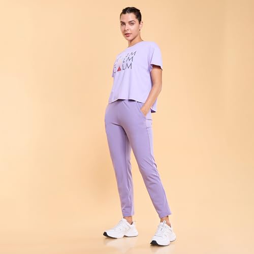 Image of Enamor Mid Rise 7 /8th Length Drawstring Closure Travel Pants for Women - Relaxed Fit, Quick Dry, Antimicrobial - E068