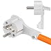 Produktbild hb-digital Strom Stecker Winkel flach 250V 16A Stromstecker Schutzkontakt Winkelstecker 90° für Privat/Gewerbe/Baustelle schraubbar platzsparend mit Klapp-Griff weiss