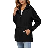 Leichte Regenjacke Wandern Damen Wasserdicht Atmungsaktiv Faltbar Fahrradjacke ÜBergangsjacke Kapuzenjacke DüNne Windjacke Outdoorjacke Funktionsjacke Sommerjacke FüR Alltag Trekking Wandern Camping