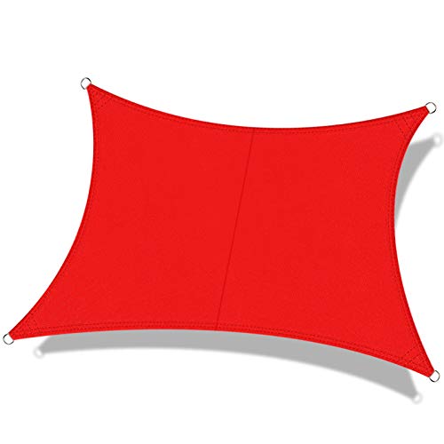 OKAWADACH Toldo Vela de Sombra Rectangular 2 x 3m, protección Rayos UV Impermeable para Patio, Exteriores, Jardín, Color Rojo