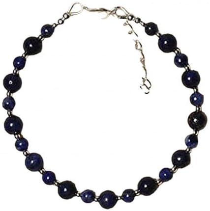925 Sterling Silver Good Luck Gift Silver Helling 4-6mm Stracking Blue Lapis Lazuli Bracelet Round, Smooth 7" for Mens, Womens, gf, bf & Adult. CHIK-STNRD-47656