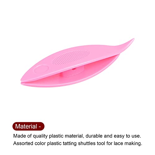 Image of HARFINGTON 2pcs Tatting Shuttles 63x17x10mm Colorful Plastic Shuttles for Lace-Making DIY Hand Craft Tool Knitting Arts Supplies, Pink