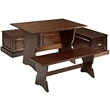 Riverbay Patio Conversation Kitchen Backless Breakfast Corner Nook Table Booth Bench Dining Set with Hidden Storage in Walnut Brown