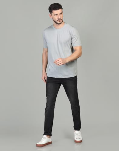 Image of INKKR Men's Solid Regular Fit T-Shirt Blue Red L-Grey