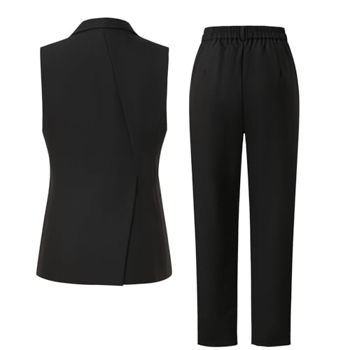 Women's Two Piece Sleeveless Suit Suit Work Formal Suit Vest Straight Pants Business Vest Suit2