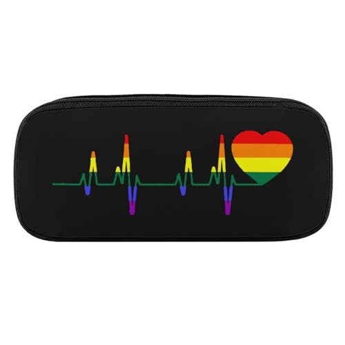 ペンケース 筆箱 大容量 軽量 LGBT レインボー ハートビート 筆入れ ふでばこ ペンポーチ 多機能 コンパクト シンプル おしゃれ 中小学生 高校生 女の子 男の子