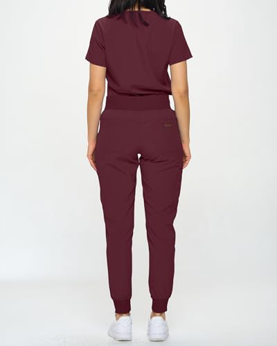 Image of Monarch Uniforms Slim Fit Stretchy Scrubs Women's Jogger Scrub Set Slim Jogger Scrubs with Tuck-In Top for Women