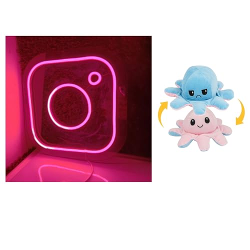 Image of EITHEO Stuffed Animal Plushie Stuffed Toy for Kids (Neon Instagram + Small Octopus Pink)