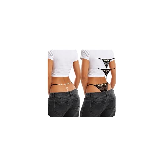 Image of Chain Thong Underwear for Women, Adjustable Rhinestone Panties