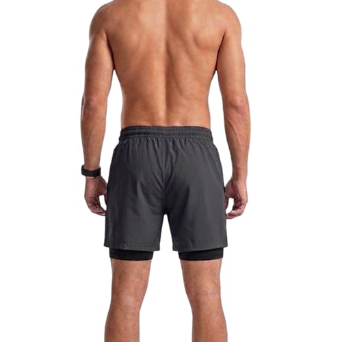 Image of BOLDSHARK Men's 2 in 1 Active Dual Shorts with Inner Tights Layer | Double Layer Short for Running, Gym & Sports