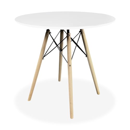 amuéblate online Mesa Extensible de Cristal de Cocina o Comedor Acabada en Blanco Modelo Fuji, Práctica y Funcional, Melamina, 80 cm (Largo) x 80 cm (Ancho) x 75 cm (Alto)