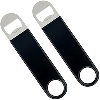 G2PLUS 2 PCS Beer Bottle Openers, Stainless Steel Bar Blade with a Coated Handle 18cm * 4cm (Black + Red)