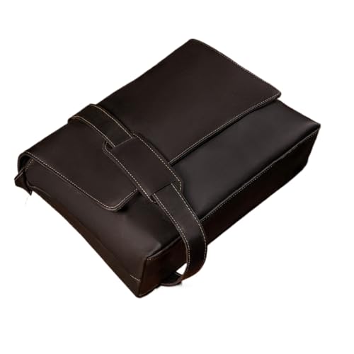 Bolsa Pasta Carteiro Masculina Transversal em Couro Ecológico Reforçado para Notebook 15.9” – Executiva, Tiracolo, Grande Capacidade(Marrom Escuro)