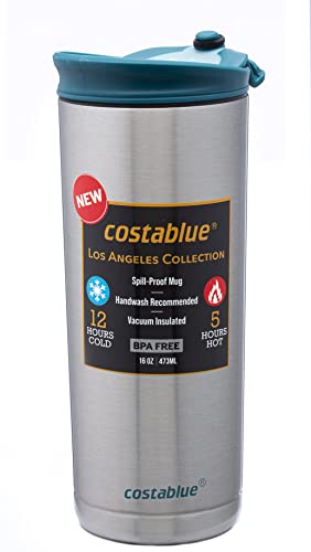 Costablue Travel Coffee Mug - 16 Oz. Stainless Steel Insulated Coffee Mug, Leak Proof Tumbler W/Dishwasher Safe Lid, Double Wall Travel Coffee Cup, Reusable Insulated Tumbler For Hot & Cold Beverages #TOP2