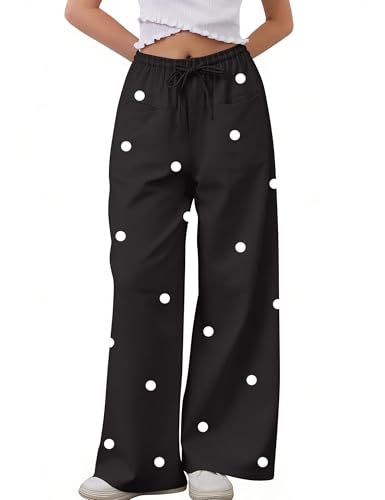 Image of MISSACTIVER Women Drawstring Striped Pants Loose Wide Leg Trousers Casual Low Waist Pants Comfy Lounge Pants with Pockets
