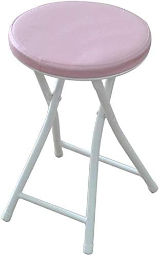 Amazon 椅子 スツール 折りたたみ椅子パッド入り折りたたみ高椅子ラウンド朝食キッチンバースツール家具コンパクトハイチェア 色 50cm 高に座っているピンク 折りたたみチェア オンライン通販