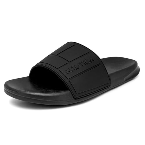Image of Nautica Men's Open Toe Slide Sandals - Comfortable Indoor & Outdoor Shower Slippers