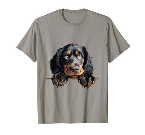 Cani di razza cucciolo Gordon Setter, che sbircia felice in vena di coccole e affetto. Per chi ama queste razze di cane, questo design è perfetto.