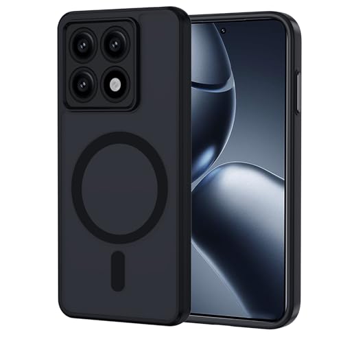 XTCASE für Xiaomi 14T Pro Hülle Magnetisch kompatibel mit Magsafe Matt Transluzente Handyhülle für Xiaomi 14T Pro Kratzfeste PC Rückseite + TPU Bumper - Schwarz