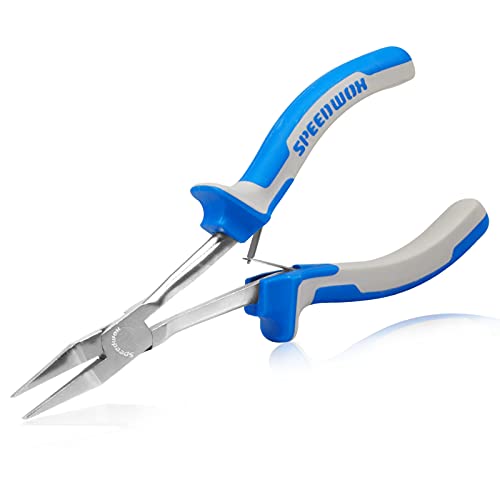 Image of SPEEDWOX 6 Inches Long Reach Slimline Flat Nose Pliers for Jewelry Making Smooth Jaw, Wire Wrapping Bending for Hard to Reach Narrow Spaces