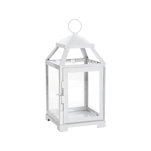 Hosley 12 Inch High Clear Glass and Iron White...