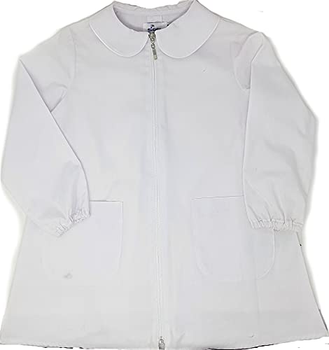 Tablier femme blanc siggi avec fermeture éclair pratique pour le quotidien
