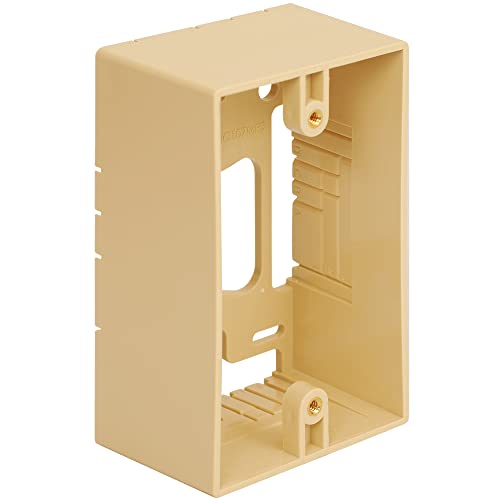 ICC Surface Mount Back Box, Single Gang, Raceway Compatible for Voice, Data, CATV, Fiber, Audio, and Video, Ivory