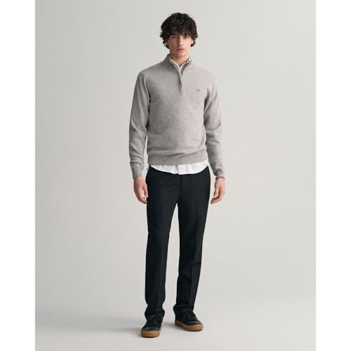 Gant Para Hombre. 87213 Jersey De Lana De Oveja Muy Fina Con Media Cremallera Gris (3XL), Casual - 5