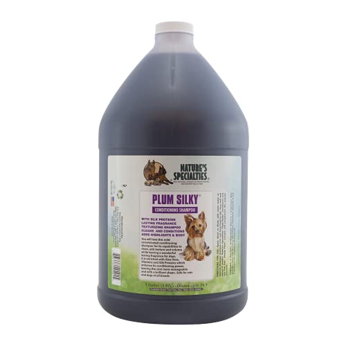 Image of Nature's Specialties Plum Silky Groomer Bundle, Ultra Concentrated Shampoo + Conditioner + Mixing Bottle, 1gal, Made in USA
