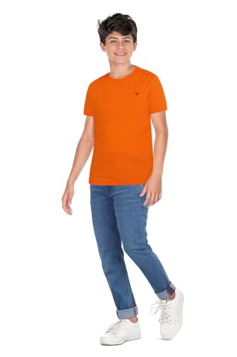 Image of Allen Solly Boys' Crew Neck T-Shirt | Stag Logo | Cotton | Regular Fit | Everyday Kids Casual Wear